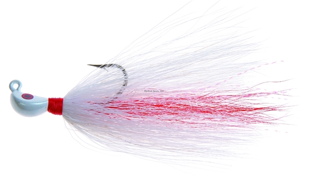 Picture of Hookup Inshore Premium Bucktail Jig, 3/8 Oz, White/Red/White, 4/0 Vmc Perma Steel Hook