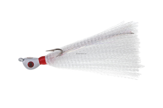 Picture of Hookup Syntail Bucktail Jig, 2 1/2 Oz, White/Red/White, 6/0 Mustad Duratin Hook