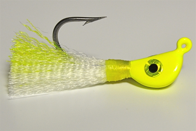 Picture of Hookup Syntail X Pompano Jig, 3/8 Oz, Chartreuse/White, 2/Pack, 2/0 Mustad Duratin Hook