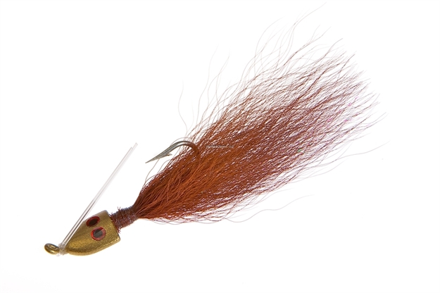 Picture of Hookup Weedless Bucktail Jig, 1/4 Oz, Tan/Brown, 1/0 Mustad Forged Duratin Hook