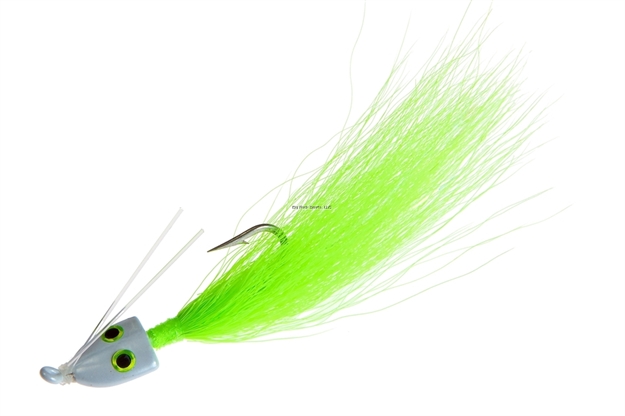 Picture of Hookup Weedless Bucktail Jig, 1/4 Oz, White/Green, 1/0 Mustad Forged Duratin Hook