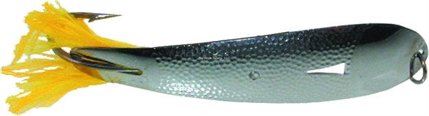 Picture of Hopkins Hammered Trolling Spoon With Yellow Feather, 5 1/2", 1 3/4 Oz, Stainless Steel Hook
