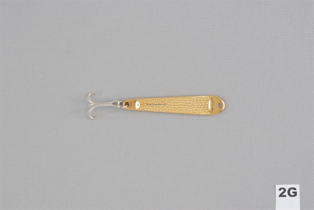 Picture of Hopkins No= Eql Hammered Spoon W/Plain Treble, 2 1/2", 1/2 Oz, Gold