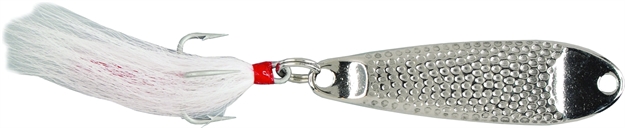 Picture of Hopkins Shorty Hammered Spoon W/Bucktail Treble, 3 1/2", 1 1/2 Oz, Stainless Steel