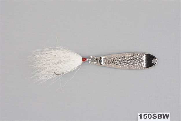 Picture of Hopkins Shorty Hammered Spoon W/Bucktail Treble, 3 1/2", 1 1/2 Oz, Stainless Steel 150Sbw