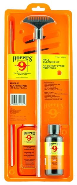 Picture of Hoppes Cleaning Kit, .22 -.225 Caliber W/ Alum Rod, Clam U22B