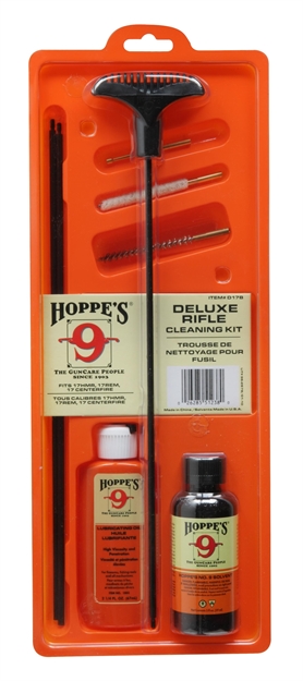 Picture of Hoppes Cleaning Kit .17-.204 Caliber, W/ 3 Piece Steel Rod, Clam D17B