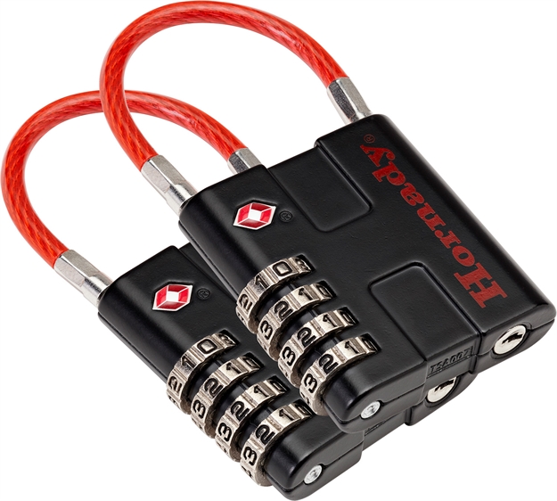 Picture of  Hornady 96022 Rapid Safe Tsa Lock Open With Combination Black Red 2 Pack 090255960228