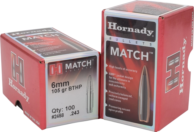 Picture of  Hornady 2250 Match  22 Cal .224 53 GR Hollow Point Match 100 Per Box/ 40 Case 090255222500