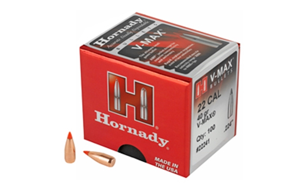 Picture of  Hornady 22241 V-Max  22 Cal .224 40 GR V Max 100 Per Box/ 40 Case 090255222418
