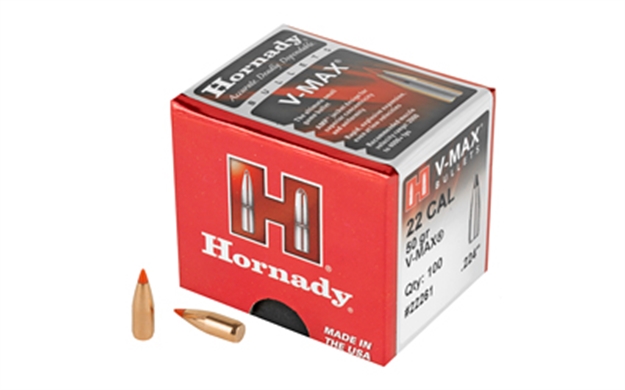 Picture of  Hornady 22261 V-Max  22 Cal .224 50 GR V Max 100 Per Box/ 40 Case 090255222616