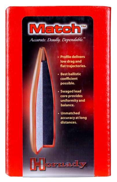 Picture of  Hornady 3039 Match  30 Cal .308 155 GR Hollow Point Boat Tail Match 100 Per Box/ 15 Case 090255230390