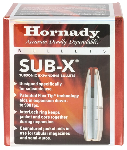 Picture of  Hornady 30718 Sub-X  30 Cal 308 Cal 175 GR Subsonic Expanding 100 Per Box/ 15 Case 090255307184