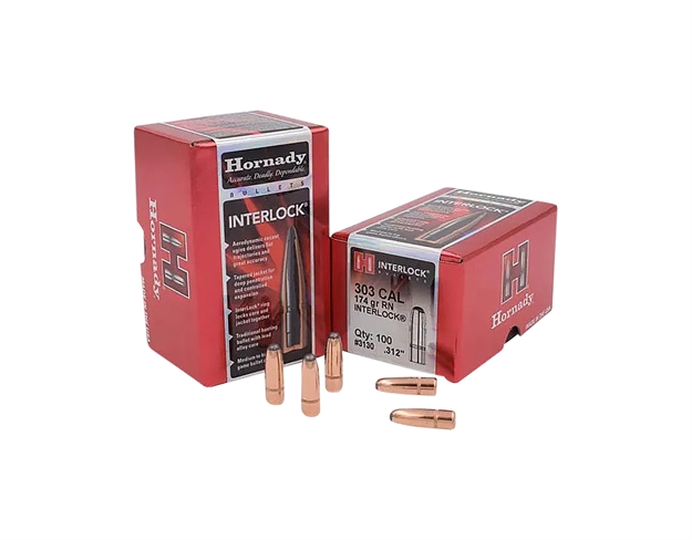 Picture of  Hornady 3130 Interlock  303 Cal .312 174 GR Round Nose 100 Per Box/ 15 Case