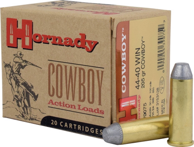 Picture of Hornady Custom Pistol Ammo 44-40 Win, Cowboy, 205 Gr, 725 Fps, 20 Rnd, Boxed 9075
