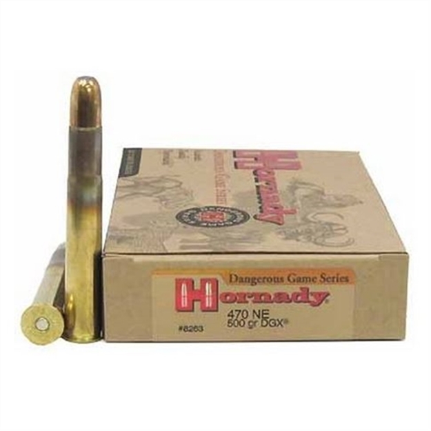 Picture of Hornady Dangerous Game Rifle Ammo 470 Nitro, Dgx, 500 Grains, 2150 Fps, 20, Boxed