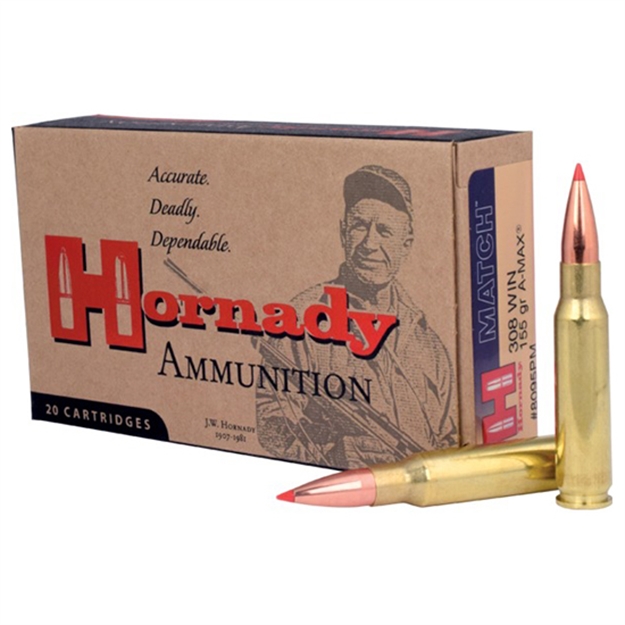 Picture of Hornady 8095Pm Match  
308 Winchester/7.62 Nato 155 GR A-Max 20 Bx/ 10 CS