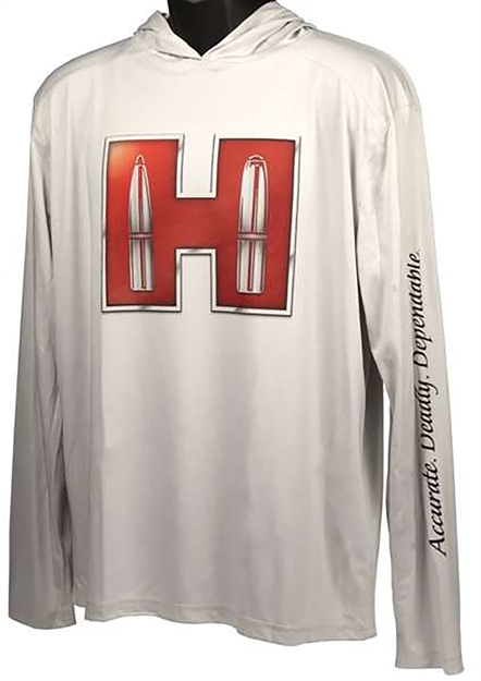 Picture of Hornady 99692L Solar Hoodie  White W/Red Logo Large Long Sleeve Pull Over
