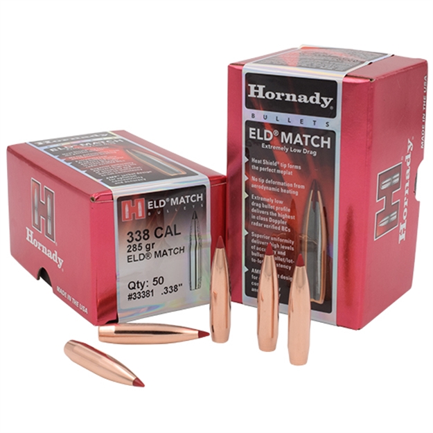 Picture of Hornady Blt 338Cal 285Gr Eld Match 50/20 33381 009025533817