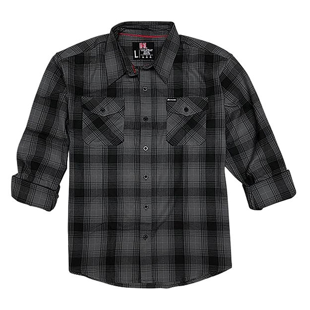 Picture of  Hornady Gear 32226 Flannel Shirt  3Xl Gray/Black,  Cotton/Polyester, Relaxed Fit Button UP