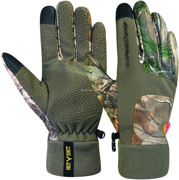 Picture of Hot Shot Brushed Tricot Touch Glove, Windstopper Fabric Lining, Touch Sensitive Pu, Realtree Xtra/Canteen, Medium