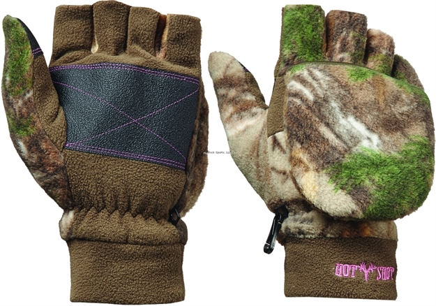 Picture of Hot Shot Ladies Bulls-Eye Realtree Xtra Fuzzy Fleece Fingerless Glove W/Pop-Top Mitten 40Grms 3M Thinsulate Insulation 25-695Lc-Xt-M