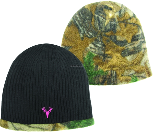 Picture of Hot Shot Ladies Ribbed Knit Acrylic Beanie Reversible Realtree Xtra Fleece Asst Pink/Anthracite
