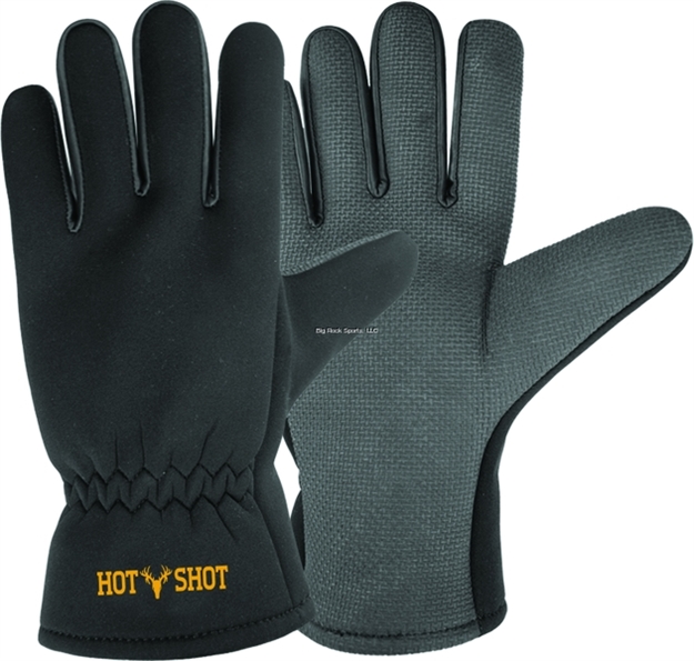 Picture of Hot Shot Mens 2.0Mm Full Finger Neoprene Fishing Glove, Sharkskin Palm, Medium Black
