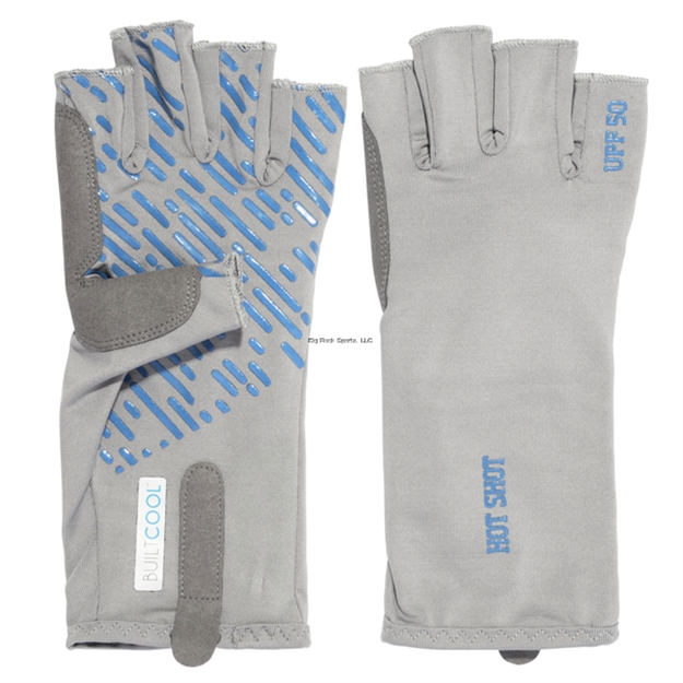 Picture of Hot Shot Men's 90% Polyester/10% Spandex Fingerless Fishing Glove, Medium, Gray