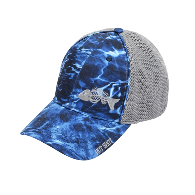 Picture of Hot Shot Men's Polyester Twill Builtcool Fishing Fitted Ballcap, Medium/Large (60Cm), Mossy Oak Elements Aqua Marlin