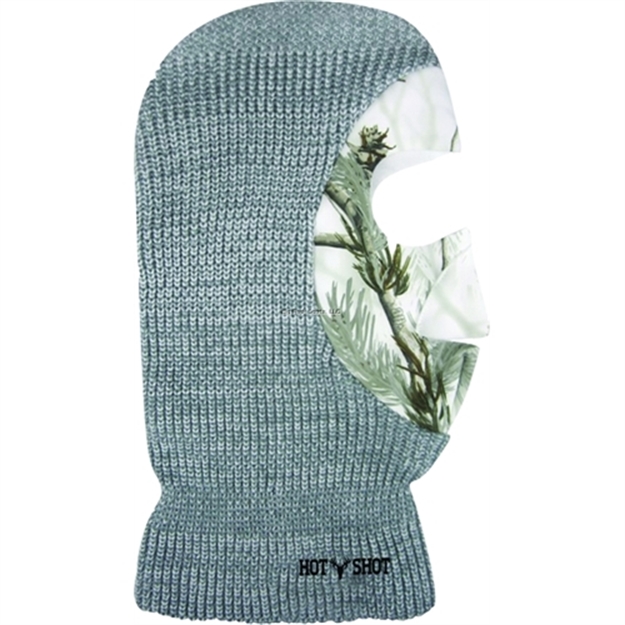 Picture of Hot Shot Mens Premier Marled Acrylic Knit Facemask Fleece Face Panel White/Rt AP Snow