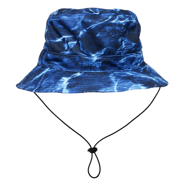 Picture of Hot Shot Men's Uvf Spandex Polyester Builtcool Cooling Bucket Hat, One Size (60Cm), Mossy Oak Elements Aqua Marlin