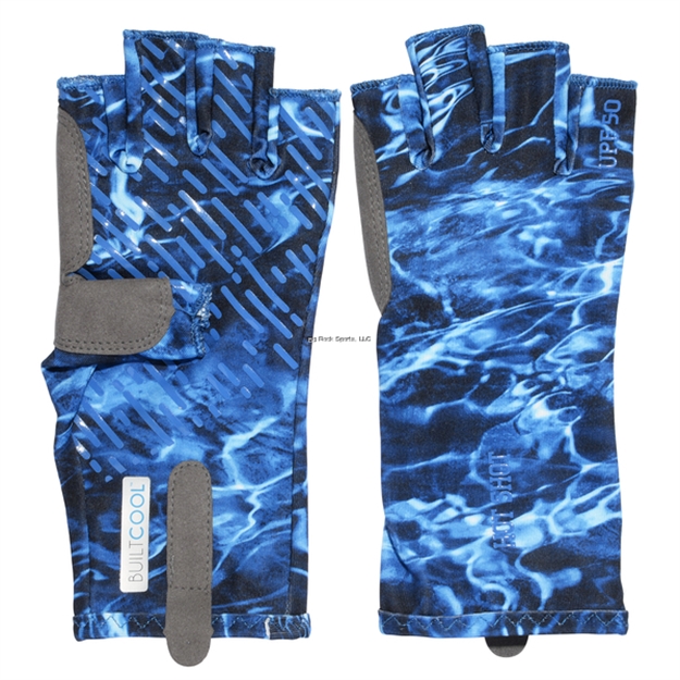 Picture of Hot Shot Men's Uvf Spandex Polyester Builtcool Fingerless Fishing Glove, X-Large, Mossy Oak Elements Aqua Marlin