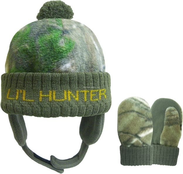 Picture of Hot Shot Toddler Boys Lil Hunter Hat & Mitten Set Canteen/Realtree Xtra 2T-4T