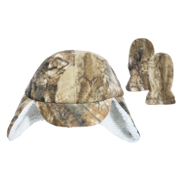 Picture of Hot Shot Youth Fleece Ear Flap Cap & Mitten Set, One Size, Realtree Edge