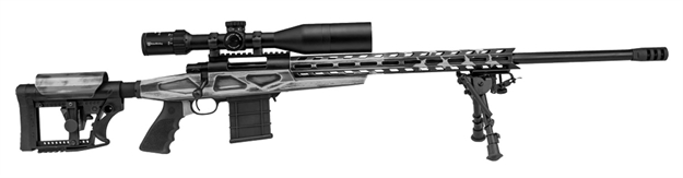 Picture of Howa  Hcr Rifle Bolt 308 Winchester 20" HB 10+1 Luth-Ar Mba-4/ Aluminum Chassis Black Stk American Flag Grayscale Cerakote/Black