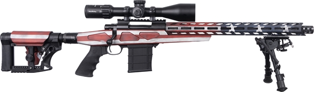 Picture of  Howa Hflg30816 M1500 Apc Chassis Gen2 308 Win 10+1 16.25" Barrel, American Flag Cerakote Receiver, American Flag 6 Position Luth-Ar Mba-4 With Aluminum Chassis Stock, Black Polymer Grip 682146398625
