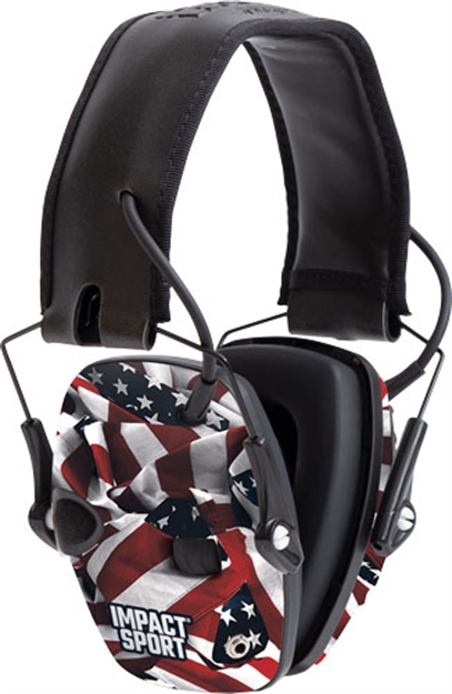 Picture of Howard Leight R02530 Impact Sport Electronic Muff 22 DB Over The Head Classic One Nation Adult 1 Pair R-02530