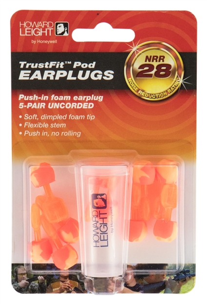 Picture of Howard Leight R02236 Trustfit Pod Earplugs Foam 28 DB IN The Ear Orange Adult 5 Pair R-02236