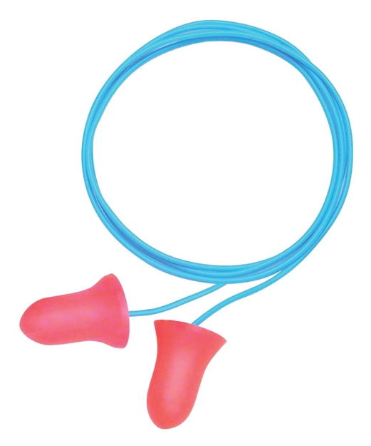 Picture of  Howard Leight R01180 Corded Ear Plugs Super Leight Foam 33 DB Behind The Neck Red Adult 3 Pair