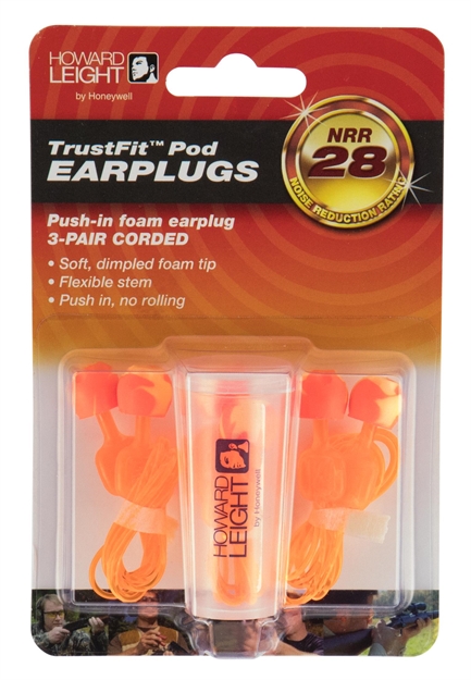 Picture of Howard Leight R02237 Trustfit Pod Earplugs Foam 28 DB Behind The Neck Orange Adult 3 Pair R-02237