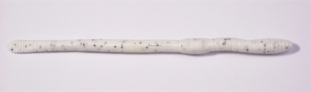 Picture of HR Tackle Bubblegum Worms, 6", 20/Pack, Dirty White (White/Black Flake), Neutral Buoyancy