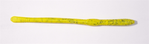 Picture of HR Tackle Bubblegum Worms, 6", 20/Pack, Dirty Yellow (Yellow/Black Flake), Neutral Buoyancy