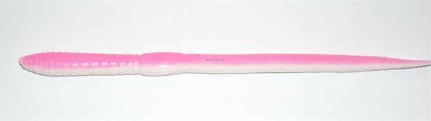 Picture of HR Tackle Bubblegum Worms, 6", 20/Pack, Light Bubble Gum (Pink/White), Neutral Buoyancy