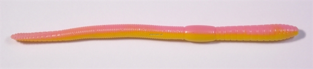 Picture of HR Tackle Bubblegum Worms, 6", 20/Pack, Sheret (Pink/Yellow), Neutral Buoyancy