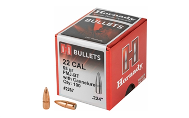 Picture of  Hornady 2267 Traditional  22 Cal .224 55 GR Full Metal Jacket Boat Tail 100 Per Box/ 40 Case 090255222678