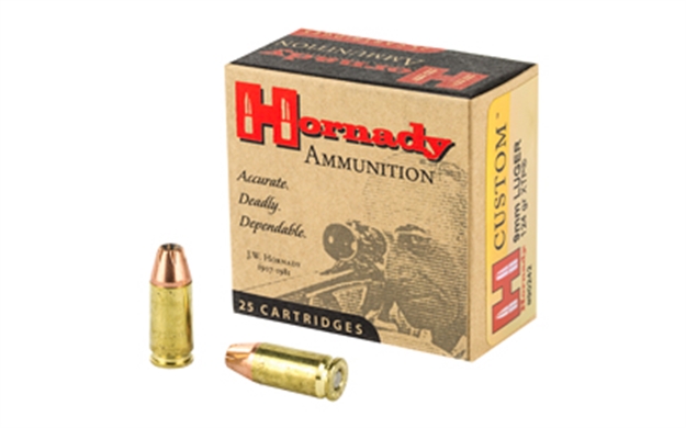Picture of  Hornady 90242 Custom  9Mmluger 124Gr Hornady Xtp Hollow Point 25 Per Box/10 Case