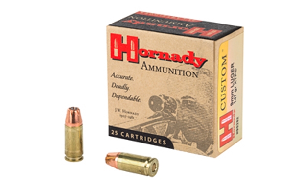 Picture of  Hornady 90282 Custom  9Mmluger 147Gr Hornady Xtp Hollow Point 25 Per Box/10 Case