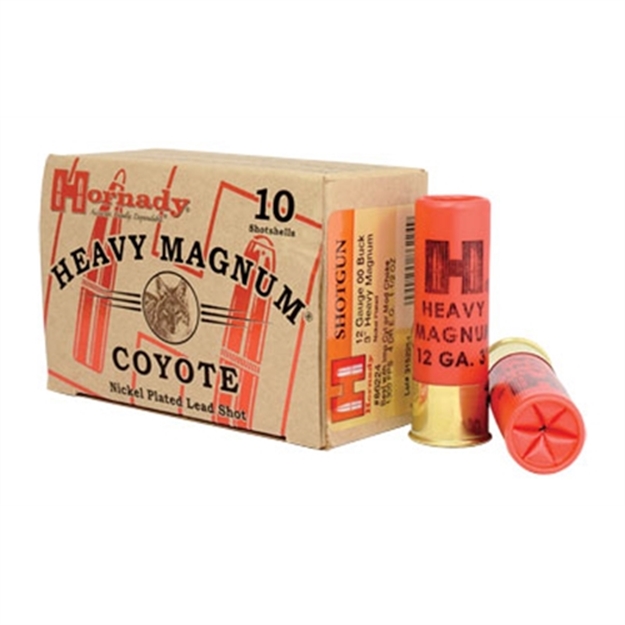 Picture of Hornady Heavy Magnum Coyote Buckshot 12 Ga, 3" Nickel Plated 00 Buck, 1300 Fps, 10 Rnd Box 86224 090255862249