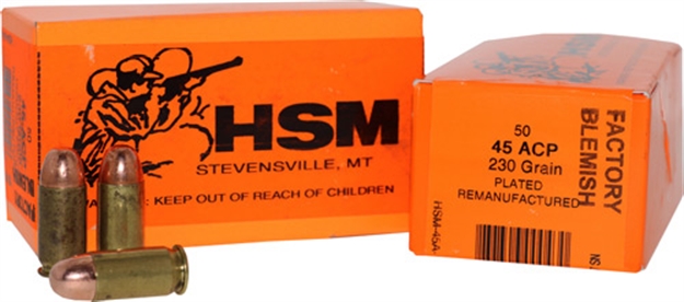 Picture of Hsm Ammo Rmfg .45Acp 230Gr. Plated Lead Round Nose 50-Pack